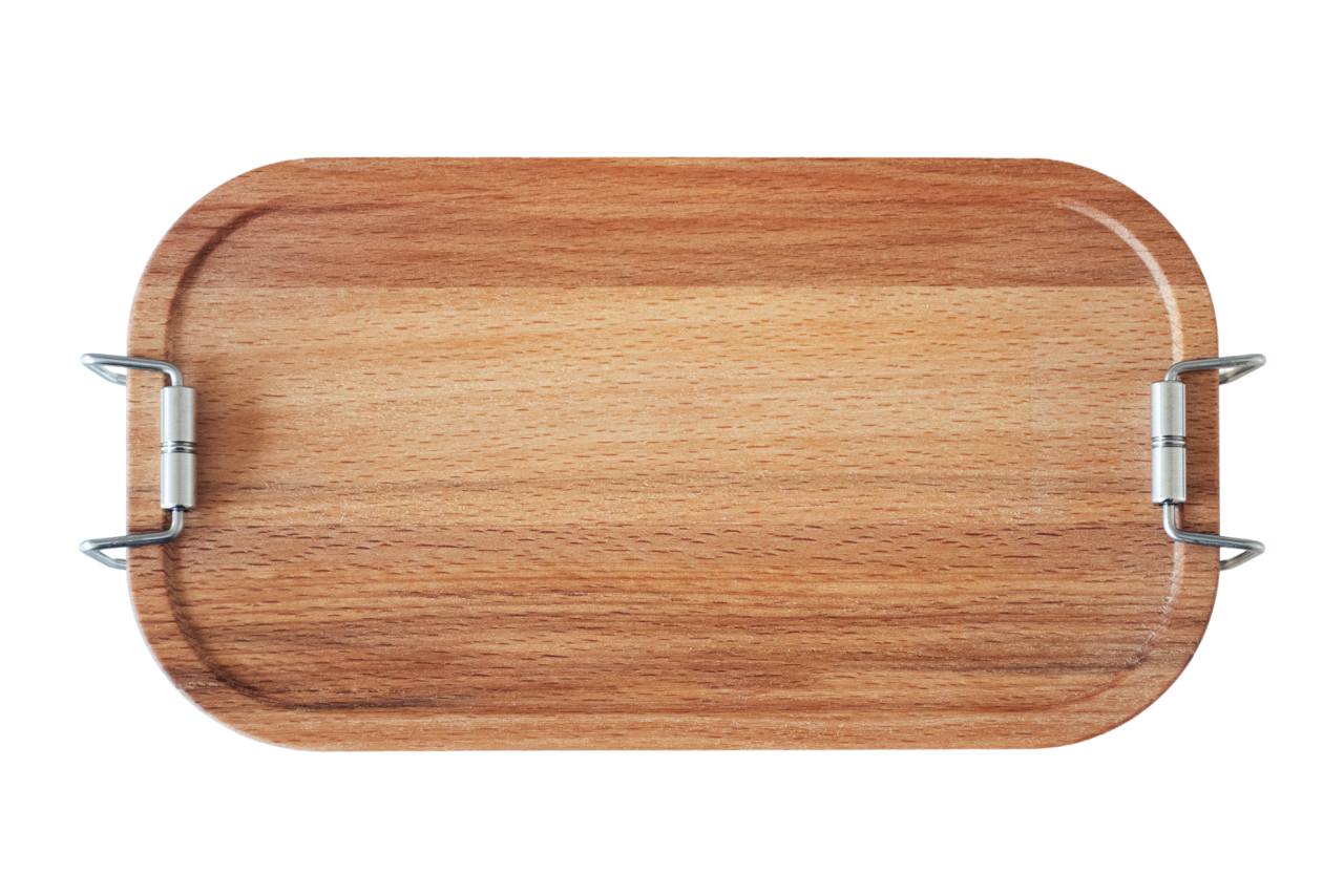 Langlebige Lunchbox / Brotdose mit Buchenholzdeckel – nachhaltig & plastikfrei