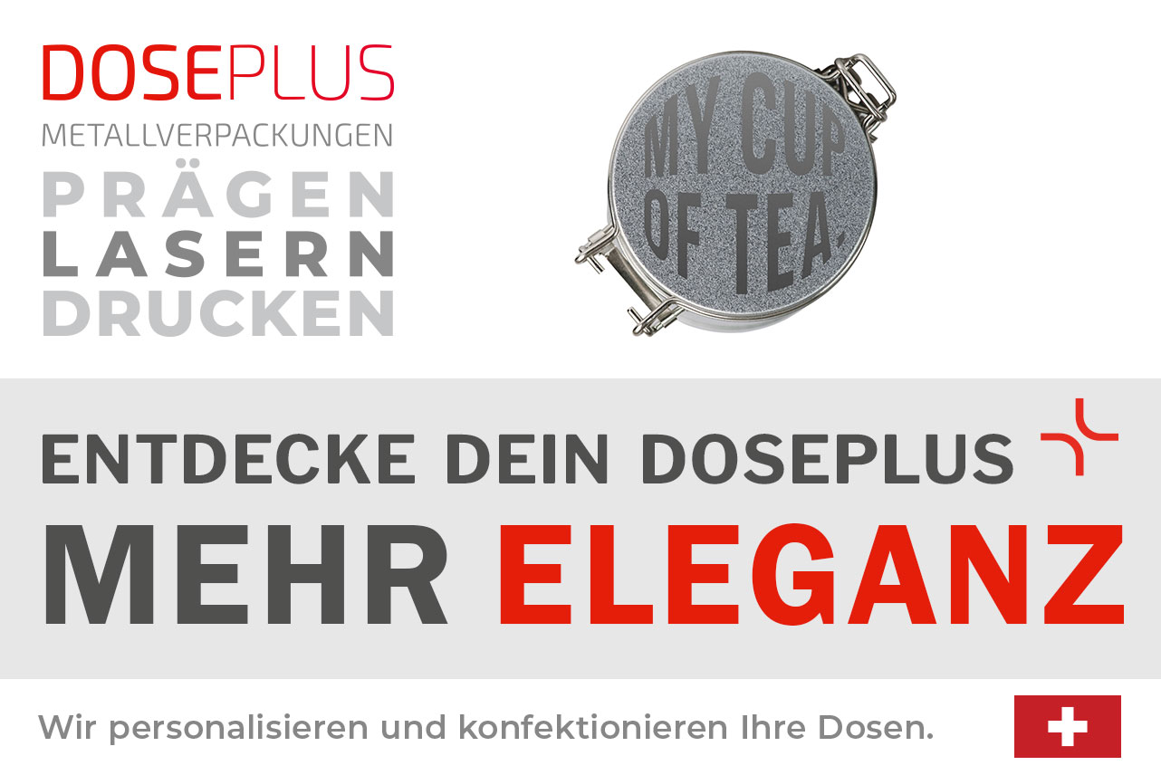 Runde Bügelverschlussdose DSA 001 von Doseplus – Banner: Entdecke dein Doseplus, mehr Eleganz. Ideal als Vorratsdose für Tee, Kaffee oder Lebensmittel.