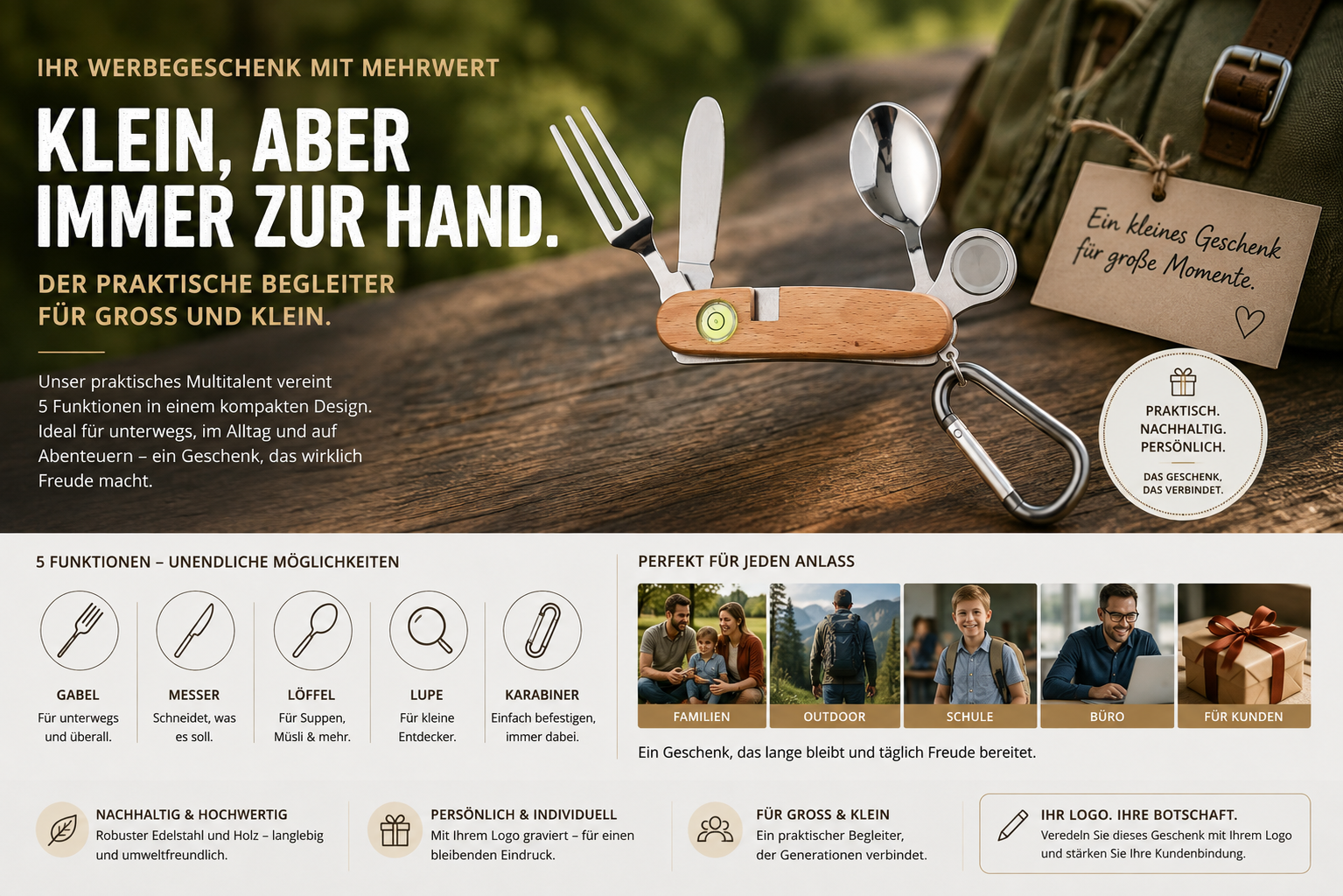 Kinder-Outdoorbesteck mit Lupe