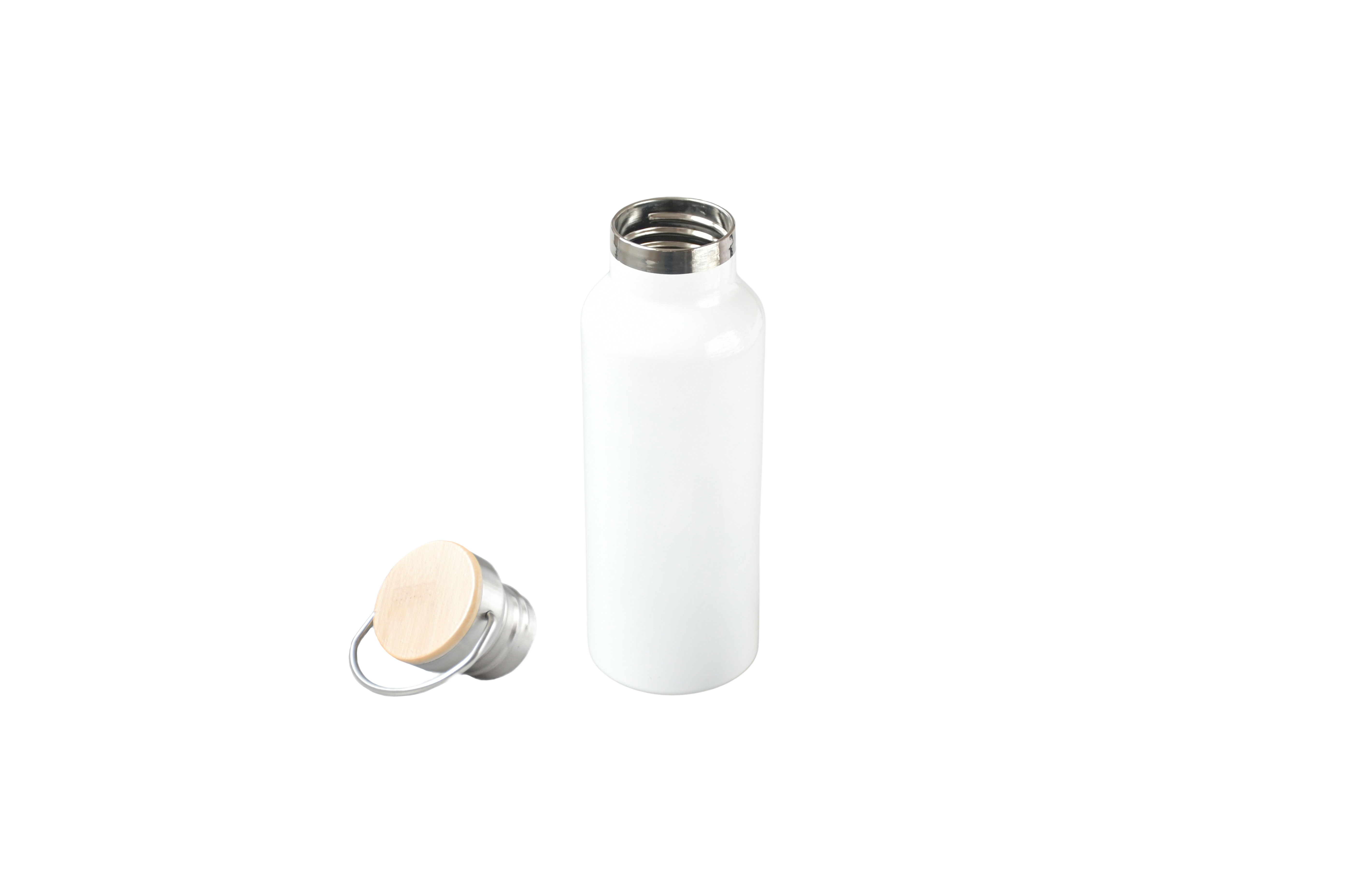 Trinkflasche aus Edelstahl mit Bambusdeckel