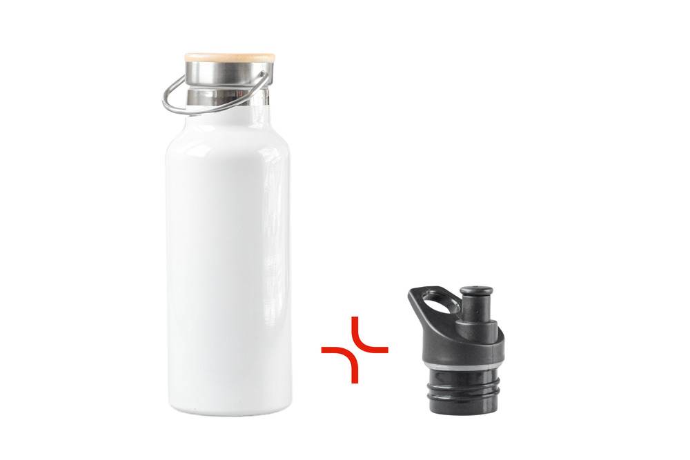 Trinkflasche aus Edelstahl mit Bambusdeckel