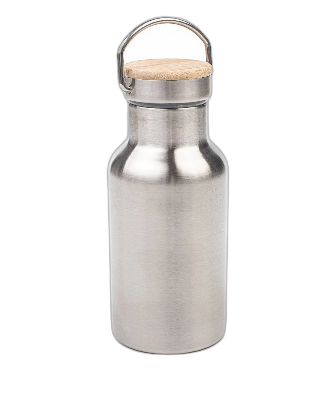 Trinkflasche aus Edelstahl mit Bambus