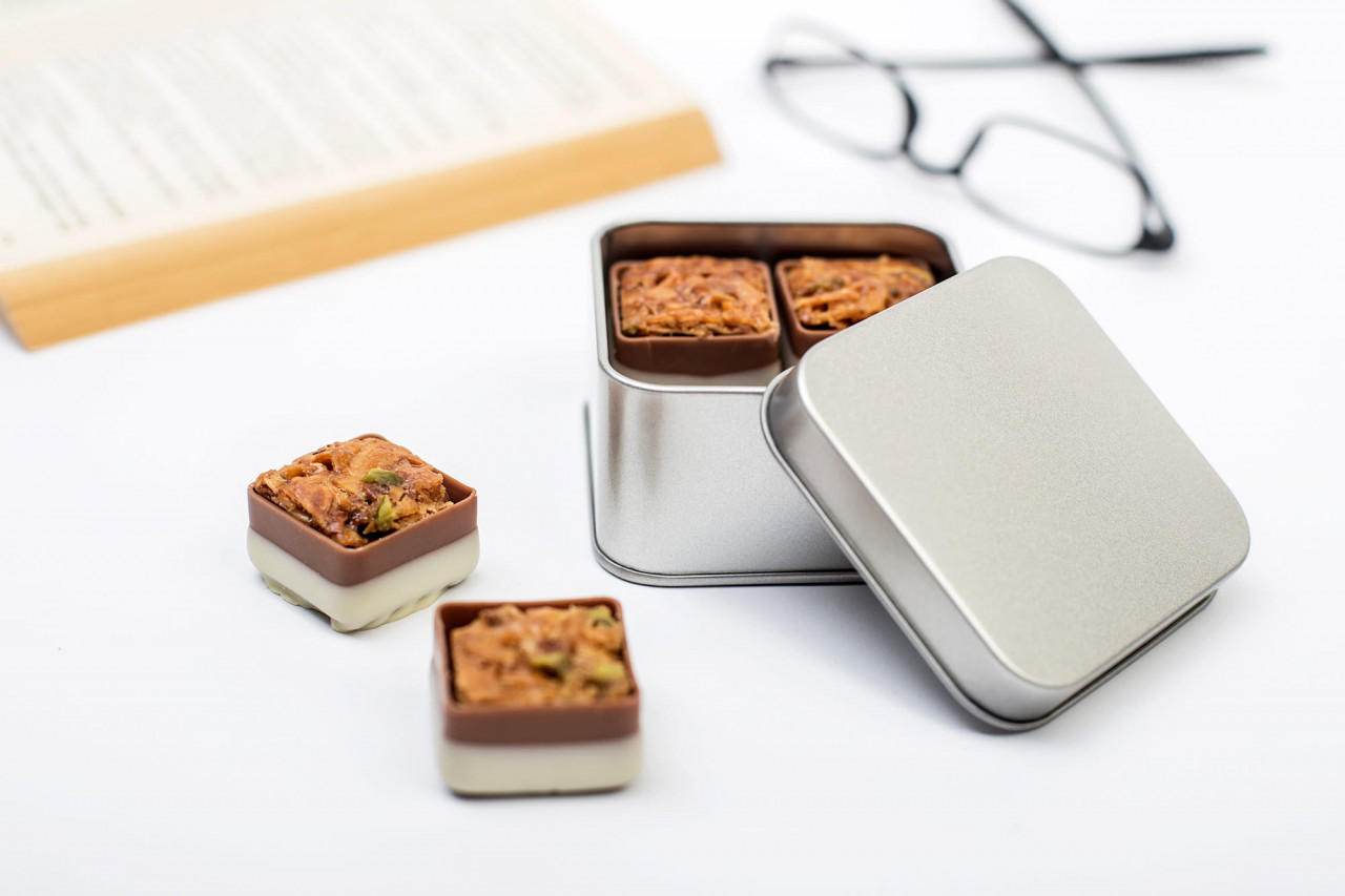 Quadratische Metallverpackung für Pralinen