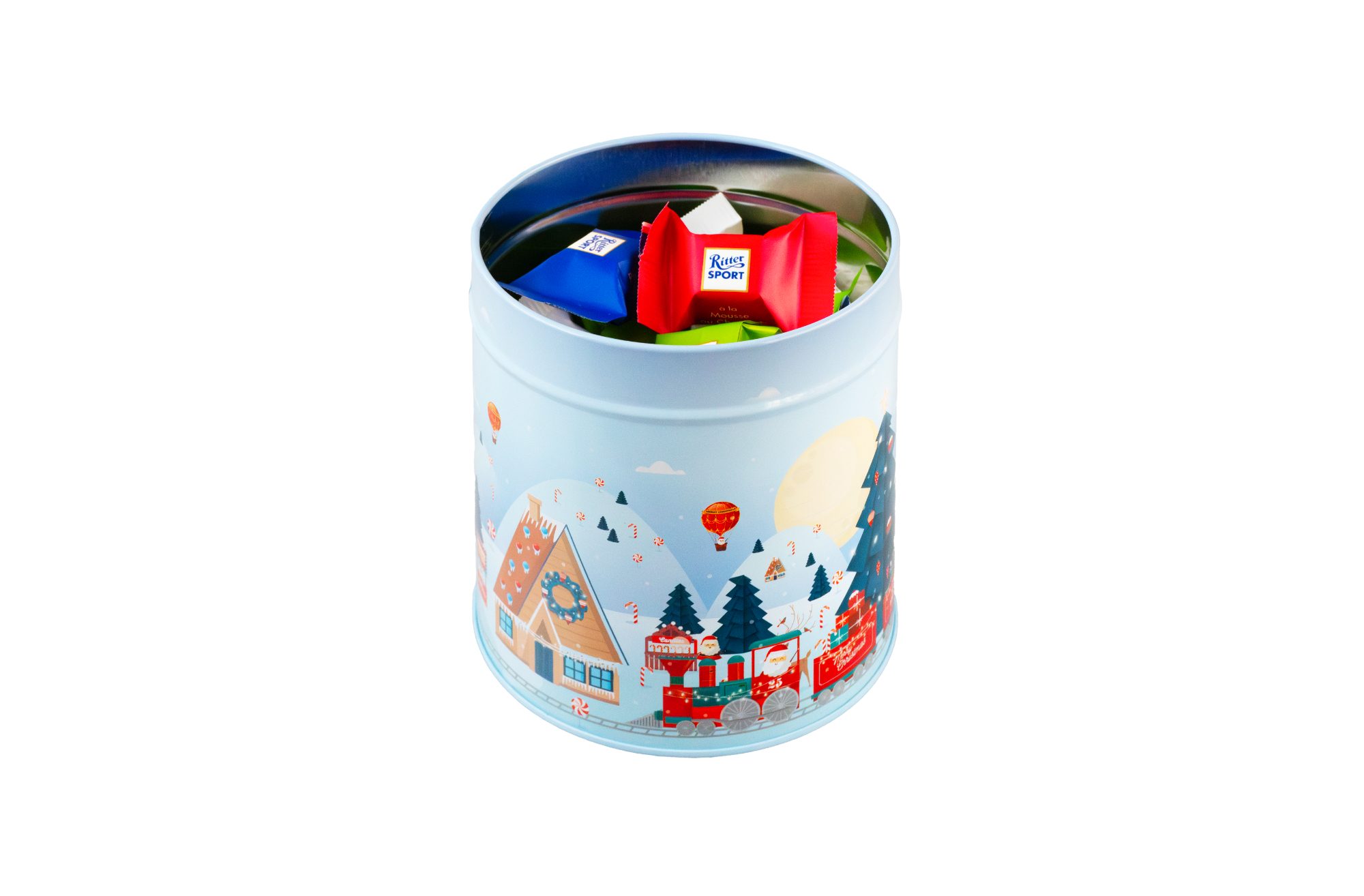 Weihnachtsdosen "Schneeexpress" mit Befüllung
