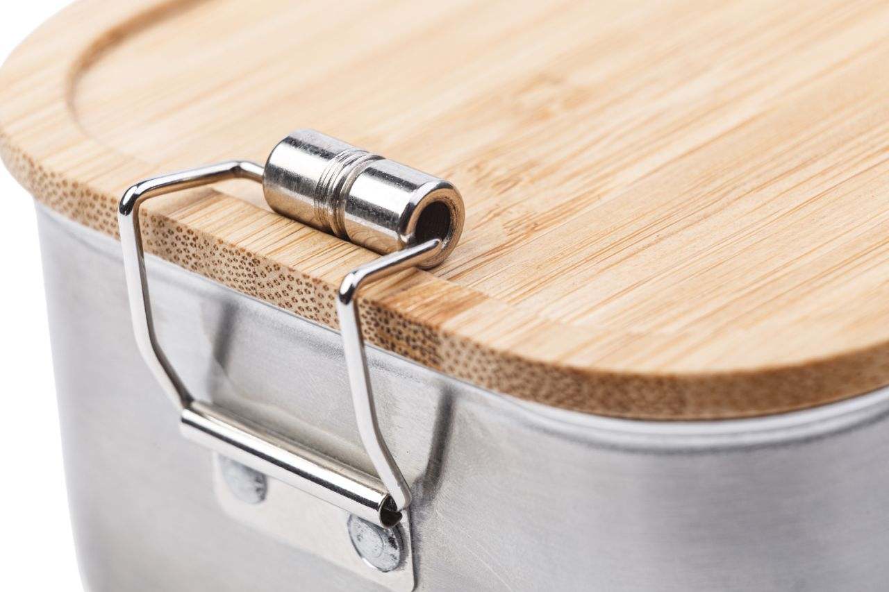 Edelstahl Znüni-Box mit Bambusdeckel