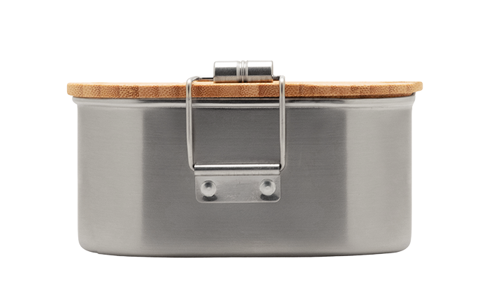 Edelstahl Znüni-Box mit Bambusdeckel
