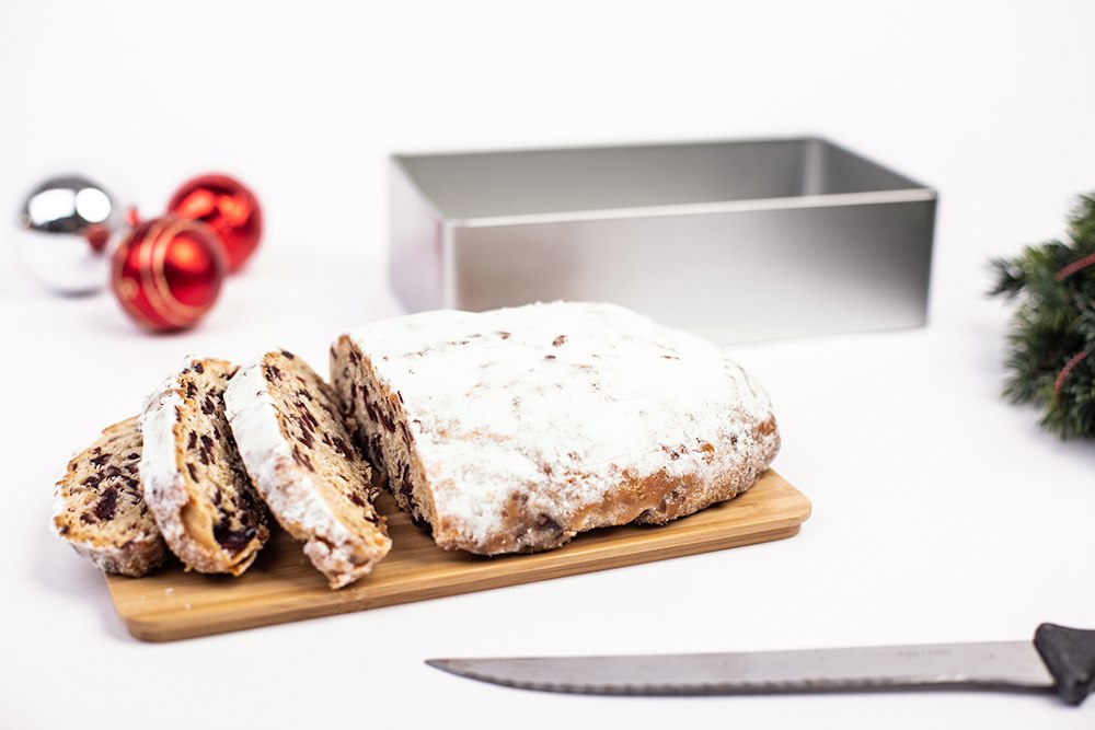 Geschenkdose mit Bambusdeckel & Farbband in rot